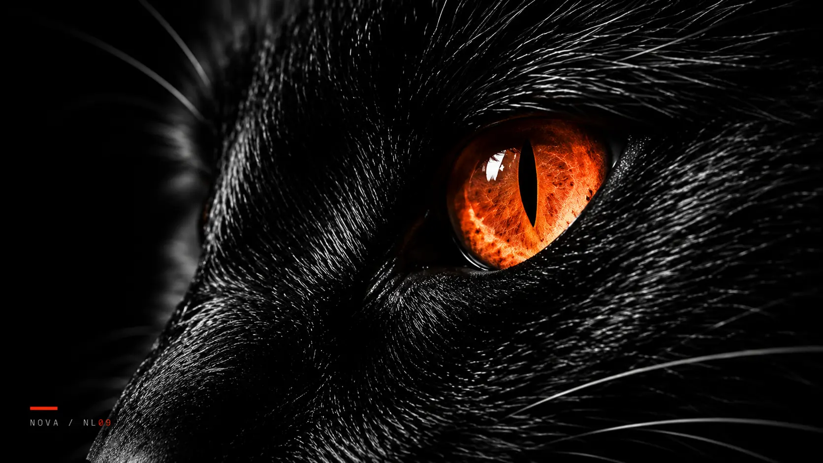 Extreme close-up digital artwork of Nova's bright orange eye
